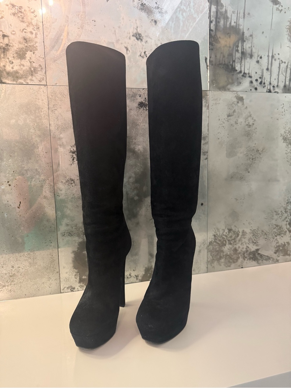 Gucci Black Suede Platform Stiletto Boots - Picture 3 of 7